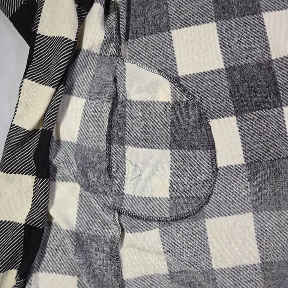 Heimish USA Open Longline Cardigan Black White Buffalo Plaid Pockets Womens Med - Picture 4 of 9
